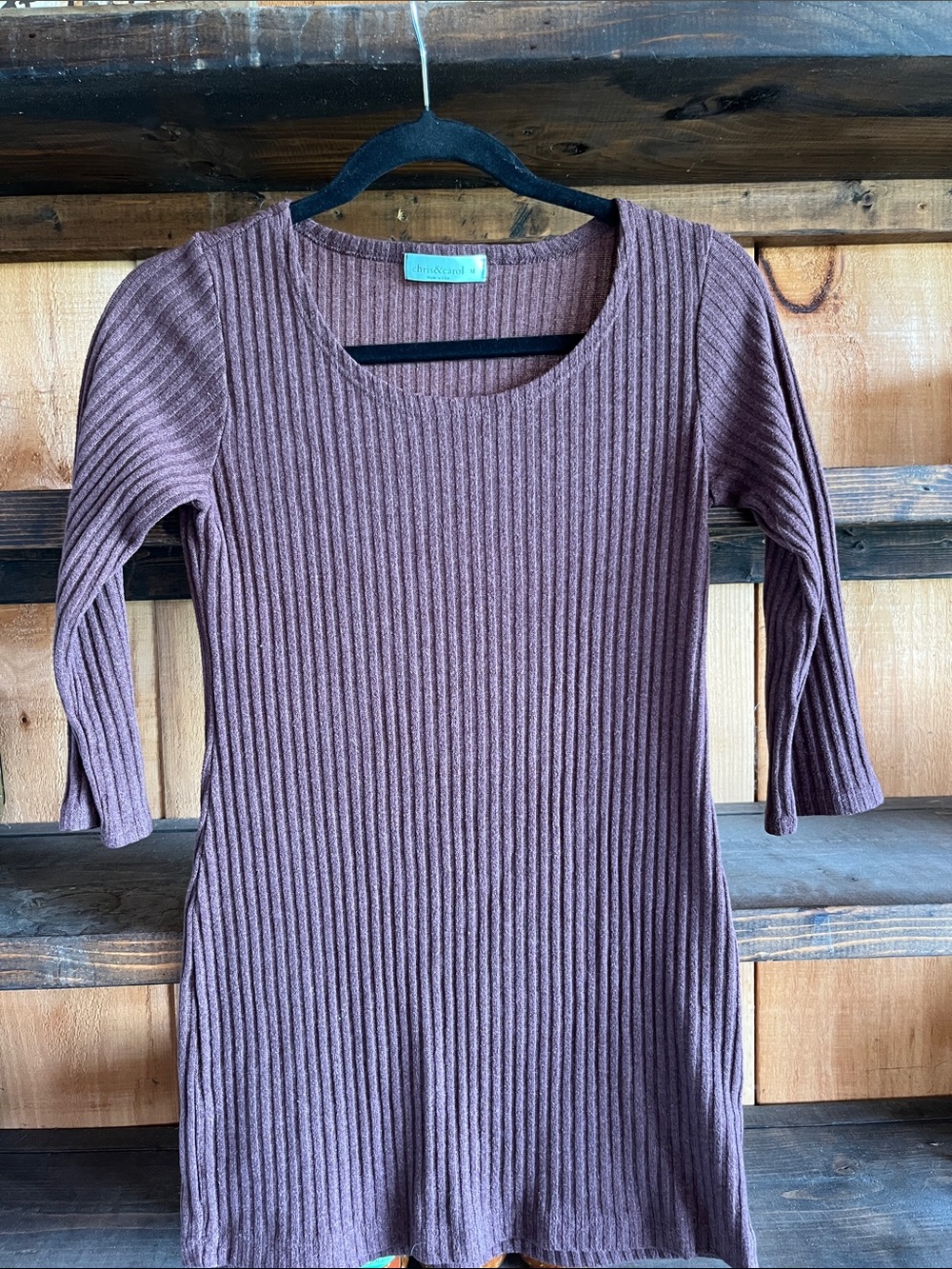Chris & Carol Ribbed Scoop Neck Tunic in Brown